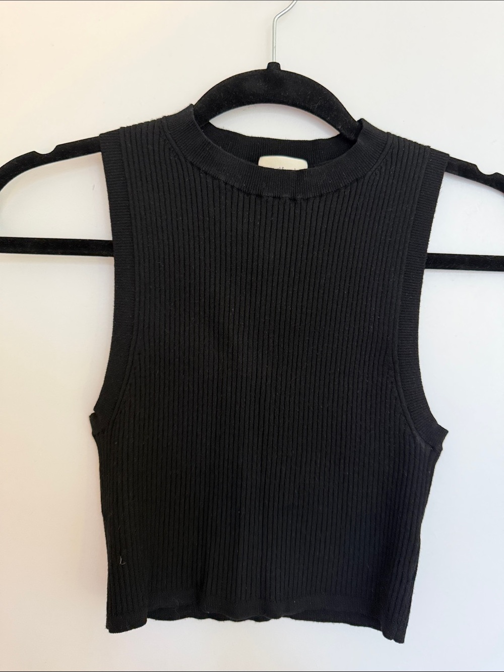 Aritzia Black Ribbed Crop Tank